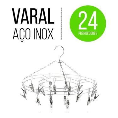 Imagem de Varal 24 prendedores roupa intima meia calcinha inox mini - Clink