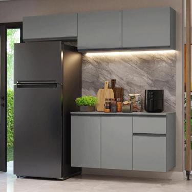 Imagem de Armário de Cozinha Compacta Suspenso 200cm Cinza Nice Madesa 04XA, Cin
