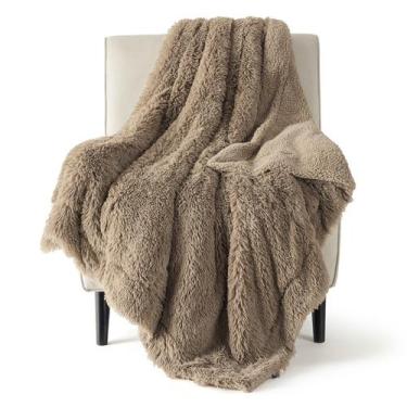 Imagem de Cobertor Bedsure Sherpa Fuzzy - Tamanho Twin - Marrom