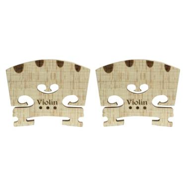 Imagem de Zorfeter Ponte de violino de tamanho completo 4/4 de 2 peças, ponte de violino de bordo sólido de grau mais fino, peças de substituição de instrumento musical com corda G-D-A-E U-Groove