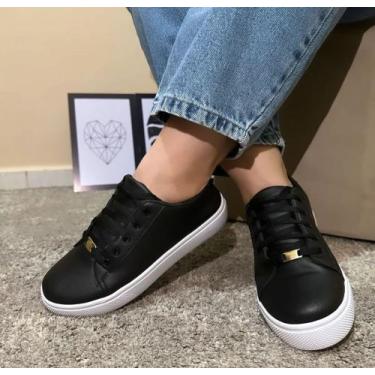 Imagem de Tênis Feminino Casual Modinha Conforto E Estilo - Valente Shoes, Preto
