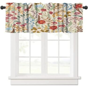 Imagem de Cortina de saia floral para cozinha, flores vintage, plantas de jardim botânico, ervas, estilo William Morris, tratamento de janela, cortinas de bolso para varão, para quarto de crianças, sala de