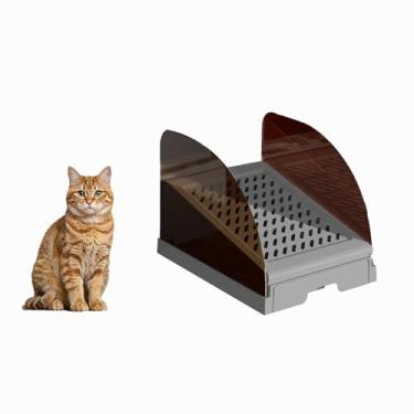 Imagem de Caixa de areia para gatos de aço inoxidável fechada com tampa Caixa de areia extragrande para gatos grandes XL Bandeja de areia de metal com gabinete lateral de parede alta, antiaderente,