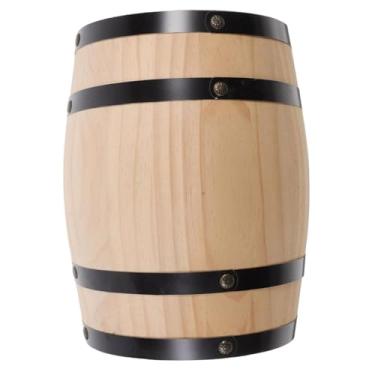 Imagem de Bothyi Barril de vinho de carvalho, grande capacidade, barril de vinho de madeira, dispensador de balde de barril de vinho retrô para decoração de barra de, Bege, S