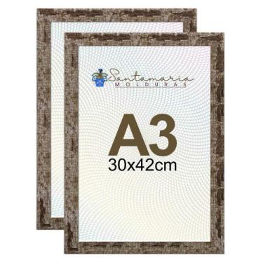 Imagem de Kit 2 Porta Retrato Molduras A3 30x42  Marrom - Santamaria Molduras