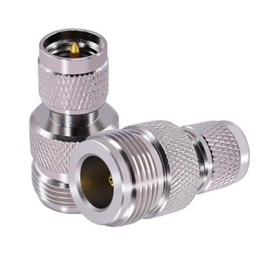 Imagem de CNARIO 2 conectores fêmea N para mini UHF macho, adaptadores mini UHF para N tipo N Adaptador coaxial RF para antena WiFi, cabo coaxial RF