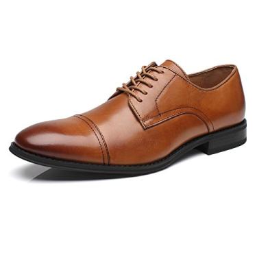 Imagem de La Milano Sapato social masculino de couro moderno clássico com biqueira Oxfords, Splendo-1-conhaque, 39