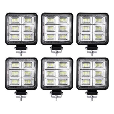 Imagem de Kit 6 Farol Milha Auxiliar 48led 144w 9v36v Quadrado Offroad - Briwax