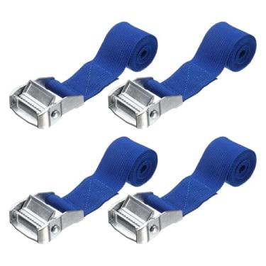 Imagem de HARFINGTON 4 peças de tiras de amarração 1 m x 3,8 cm 350 kg Carga de trabalho segura Correias de amarração de carga para caminhões de mudança de carga bagagem motocicleta, azul escuro