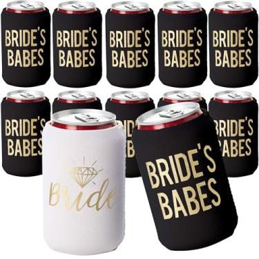 Imagem de Geladeiras de festa de despedida de solteira para bebês e noivas, conjunto de 12 biscoitos de lata de cerveja, decorações perfeitas de festa de despedida de solteira e presentes de dama de honra (preto)