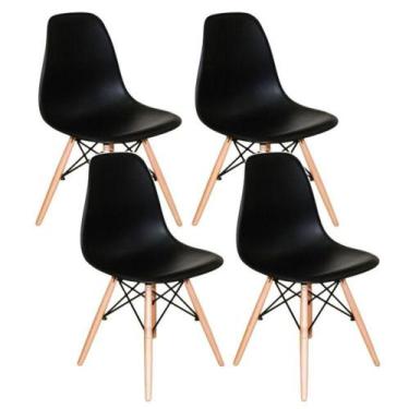 Imagem de Cadeira Eiffel Charles Eames Preta Pés Madeira Decoreshop - Kit C-4 - 