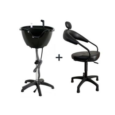 Imagem de kit salão cadeira futurama almofadada + lavatório portátil - HENVIFER