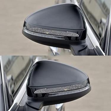 Imagem de MINGZAIQIPEI Adesivo decorativo para espelho retrovisor lateral da porta do carro cravejado de strass (prata, 2 peças)