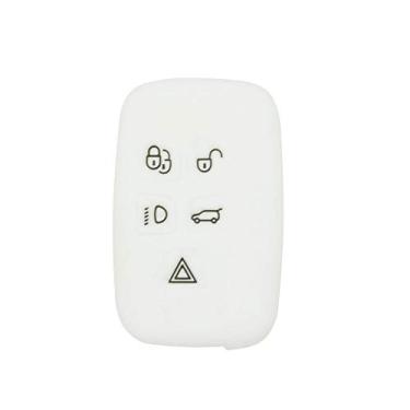 Imagem de SEGADEN Capa Protetora de Silicone Capa Suporte de Pele Jaqueta Compatível com Land Rover LR4 Range Rover 5 Botões Smart Remote Key Fob CV4982 Branco
