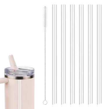 Imagem de BOXOB 6 peças de canudos de substituição compatíveis com Stanley Quencher ProTour Flip Straw Tumbler 1,134 g, Canudo reutilizável com escova de limpeza, livre de BPA (para garrafa de água Stanley