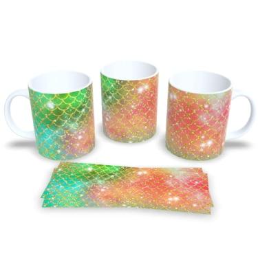 Imagem de Caneca Branca de Porcelana Personalizada Escamas de Sereias 2 (Mod.27)