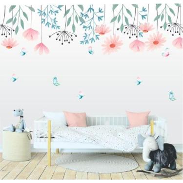 Imagem de Adesivo De Parede Florais Boho E Borboletas 3 - Colakoala Adesivos