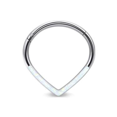 Imagem de Ruifan 20G 18G 16G Anéis de nariz de titânio para mulheres gota opala CZ clicker articulado septo nariz anel lábio hélice cartilagem argola brinco daith torre concha corpo piercing jóias para mulheres