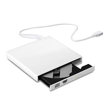 Imagem de ngddf2haa Leitores de DVD portáteis Unidade de DVD Externa Unidade Óptica USB 2.0 CD ROM Player Gravador CD-RW Gravador Leitor Gravador Portatil para Laptop PC (0: 0 Cor: Branco) (Branco)