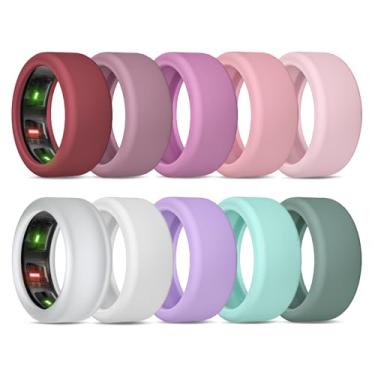 Imagem de BandRain Pacote com 10 capas para anel Oura Gen 4/4 Ceramic/Oura Gen 3/ULTRAHUMAN Ring AIR, capa protetora de silicone elástico antiarranhões para RingConn Gen 2/Gen 2 Air Mulheres Homens