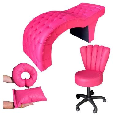 Imagem de Kit Maca M1 60 + Mocho Pétala + Kit Almofadas Corino Pink - In9 Decor