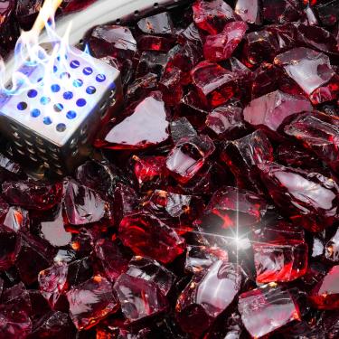 Imagem de NUPICK Vidro de fogo de 2,3 kg, vidro brilhante para fogueira de 1/2 polegada, pedra de vidro temperado para propano ou gás natural, pedras de vidro para mesa de fogueira, vidro de lareira para