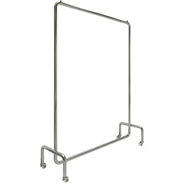 Imagem de LIFOND Cabide para roupa cabide sobre rodas, cabide de metal resistente independente, fácil de montar para armazenamento de roupas suporte de exibição barra de roupa para decoração de quarto C