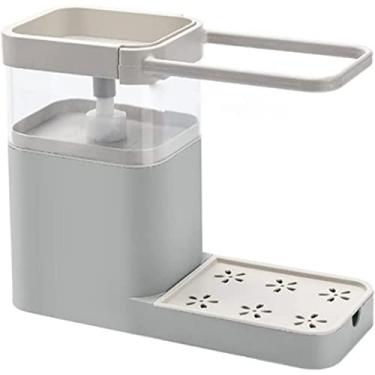 Imagem de Lava-louças Caddy Lava-louças suporte de esponja organizador pia suporte dispensador de sabão organizador multifuncional para esponja pano escova - cinzento ferramentas d