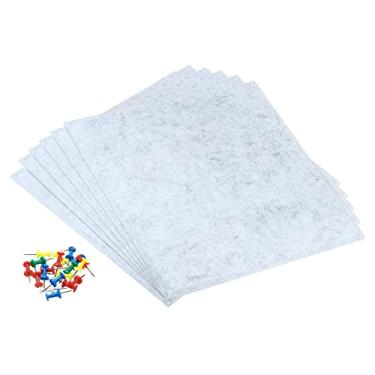 Imagem de PATIKIL Placa de feltro, pacote com 6, quadro de avisos autoadesivo quadrado de cortiça com pinos de pressão para fotos, memorandos, decoração de escritório em casa, cinza