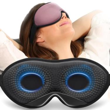 Imagem de MABAO Máscara de olho ponderada para dormir, máscara de dormir com contorno 3D blackout com alça ajustável para mulheres e homens, espuma viscoelástica alívio de pressão suave conforto cobertura para