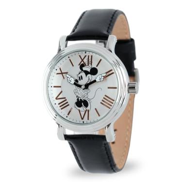 Imagem de Disney Relógio analógico de quartzo com as mãos articuladas vintage Minnie Mouse, Preto, Relógio de quartzo Mickey