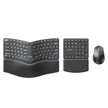 Imagem de ProtoArc Mouse de teclado ergonômico, combo de teclado Ergo sem fio EKM04 2,4 GHz, teclado numérico separado, design dividido, descanso de pulso, recarregável, para desktop, PC, laptop, Windows