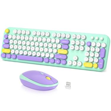Imagem de Dilter Combo de teclado e mouse sem fio, teclado de tamanho completo de máquina de escrever com teclado numérico e mouse conectado 2 em 1 USB Plug Play para Windows 7/8/10, laptop, desktop, PC,