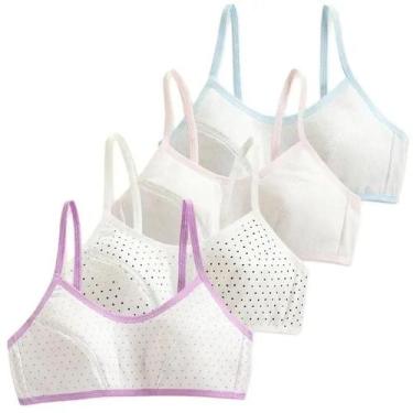 Imagem de Sutiãs de Algodão para Adolescentes - Kit com 4 Peças e Fivela Traseir