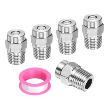 Imagem de HARFINGTON 5 peças de ponta limpa de superfície 25 graus 1/4 polegada NPT macho 2,5 orifício 4000 PSI aço inoxidável rosqueado lavadora de pressão bicos de pulverização para pistolas de água vassoura