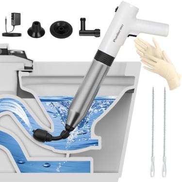 Imagem de Desentupidor de vaso sanitário elétrico - Desentupidor Puniarmu One Shot para tubos de banheiro e cozinha - Lançador de ar de alta pressão para tamancos resistentes