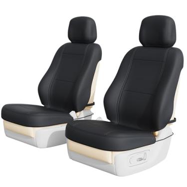 Imagem de YOVEEKLE Pacote com 2 capas de assento dianteiro, de neoprene, de longa duração, resistente à água e antiderrapante, protetor de assento concha compatível com airbag, ajuste universal para a maioria