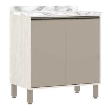 Imagem de Balcão De Cozinha Com Tampo 80 Cm 2 Portas Linea Luciane Pátina Ff-mocca Laca