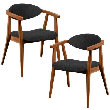 Imagem de Kit 02 Poltronas Decorativa Para Sala De Estar E Recepção Cecília L02 Bouclê Preto