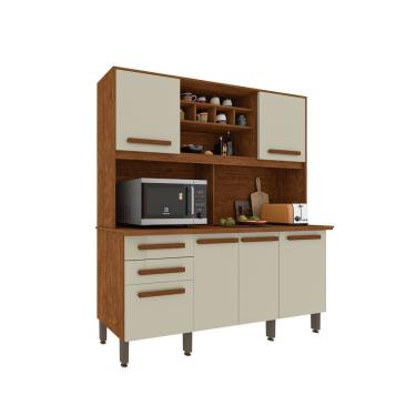 Imagem de Armário Para Cozinha 6 Portas 2 Gavetas Luna Plus Móveis Imop Cinamomo Com Off White