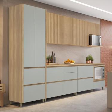 Imagem de Cozinha 7 Peças 9 Portas 8 Gavetas Nichos Forno Rainha 100% Mdf Nature/verde