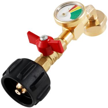 Imagem de OKYMOTOR Adaptador De Recarga Propano Atualizado Com Medidor Tanque, Conversor 20 Lb Para 1 Lb, Qcc1, Cotovelo Gás 90 Graus