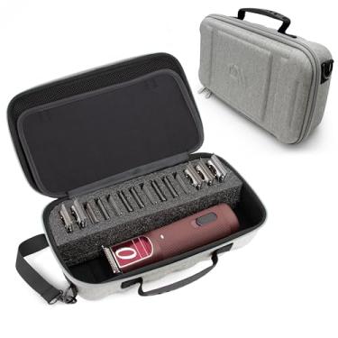 Imagem de CASEMATIX Estojo Com Suporte Para Lâmina De Máquina Cortar Cabelo Barbeiros E Cabeleireiros, Compatível 14 Protetores Metal Andis, Oster, Wahl, Babyliss, Máquinas Removíveis, Cinza