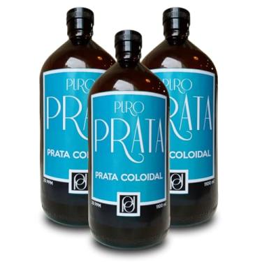 Imagem de Prata Coloidal 20ppm 1 Litro 1100ml Compre 2 Ganhe 1! (3300ml Total) Certificado 99,99% Pureza Vidro
