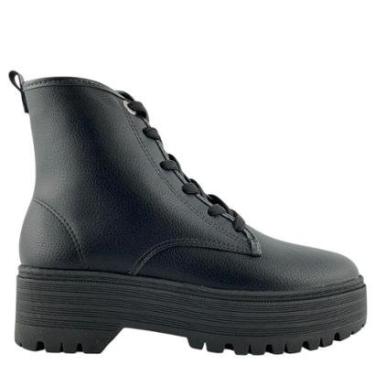Imagem de Bota Moleca Coturno Feminina Tratorada Cadarço Preta 5351101-Feminino