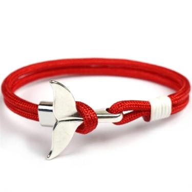 Imagem de HuiApparel Pulseira exclusiva de cauda de baleia de 20 cm, paracorde de nylon, design elegante inspirado no oceano, One Size, Nylon, Sem Pedra Preciosa