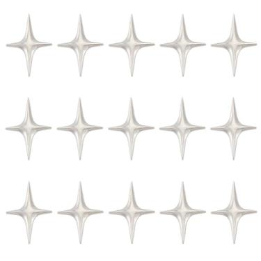 Imagem de HOBBIESAY Broche de estrela, 15 peças, broches de estrela de quatro pontas, liga polida, broches simples, geométricos, estrelas, alfinetes, lapela para bricolage, chapéus, bolsas, vestidos, acessórios