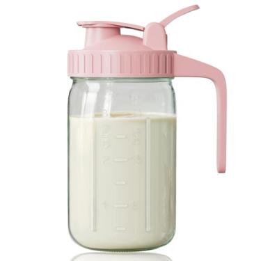 Imagem de Jarra de leite materno OneDream Mason Jar 946 mL com tampa rosa