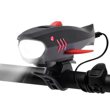 Imagem de LESOVI Buzina De Bicicleta Com Luz, Campainha Elétrica 120 Db E Farol Recarregável 400 Lm, Acessórios Infantis À Prova D'Água Ipx4 Para Meninos/Meninas, Patinetes, Bateria Fácil Instalação (Vermelha
