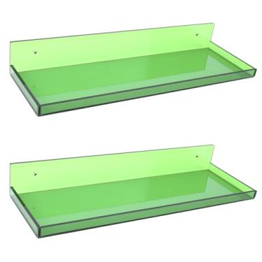 Imagem de HappyDino Prateleiras flutuantes para parede de acrílico para quarto, banheiro, sala de estar, cozinha, 41 x 14 cm, pacote com 2, verde turquesa